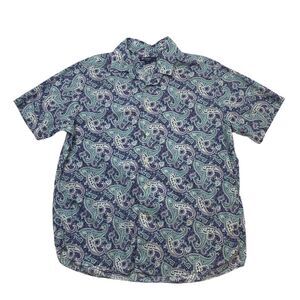 Cremieux Classics Paisley Shirt Men XL Extra Large Purple Short Sleeve Button Up